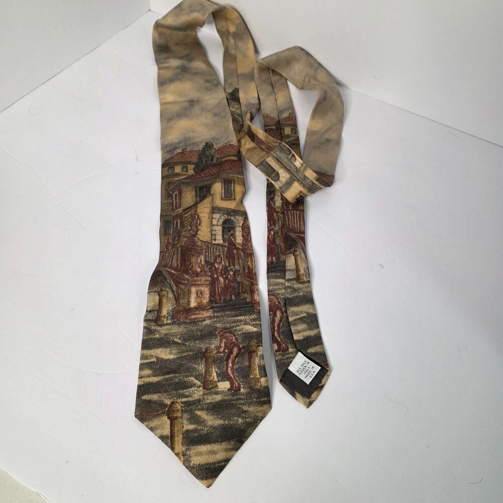 Henry Grethel architectural collage avant garde art to wear mens silk tie